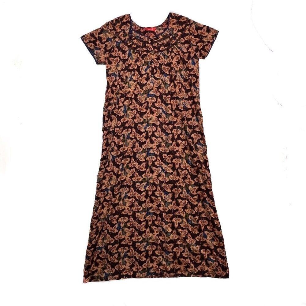 Juliet Floral Maxi Dress Prairie Lace Multicolor Short Sleeve Women's L Peasant